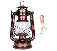 Lampada a cherosene, Lampada da tavolo in metallo e vetro rustico 9,8 pollici for interni con 2 stoppini, grande lampada sospesa a forma di uragano, decorazione for la casa(Bruin)