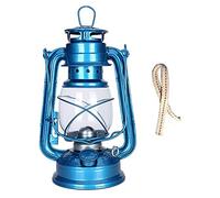 Lampada a cherosene, Lampada da tavolo in metallo e vetro rustico 9,8 pollici for interni con 2 stoppini, grande lampada sospesa a forma di uragano, decorazione for la casa(Blu)