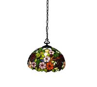 Lampada a ciondolo in stile Tiffany da 16 pollici Fiori di uva pastorale vintage Fiori di uva macchiati con soffitto di vetro Assicidio Luci appese per la camera da letto del corridoio E27 110V-240
