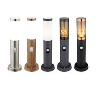 Lampada a colonna con rilevatore di movimento Paletto luminoso da esterno a LED da pavimento in acciaio inox, plastica bianca, 6W 806lm bianco caldo, PxH 12,7 x 45 cm Braun
