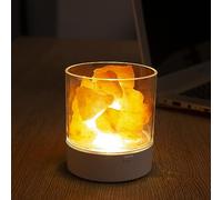 Lampada a colori caldi con fuoco di sale naturale dell'Himalaya globale con pezzi di sale grezzo, include interruttore dimmer, cavo della lampadina, idea regalo unica