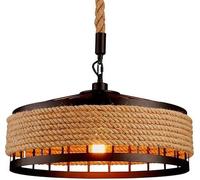 Lampada a Corda di Corda Vintage Lampada sospesa φ40cm, retrò a soppalco in Ferro battuto a soppalco lampadario a Sospensione a Sospensione Rustica Corda di Corda arrotonda Il Cambiamento di