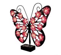 Lampada a farfalla a energia solare, luce calda, da giardino, colore: rosa | Sagoma traforata, curva per dettagli antenna, punto focale distintivo, costruzione in metallo, dimensioni 25 cm