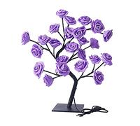 Lampada a Forma di Albero di Rose, Lampada a Forma di Fiore da Tavolo per Albero Bonsai, Lampada a Forma di Albero di Fata, Lampada a Forma di Albero di Fiori di Rosa con 24 Luci