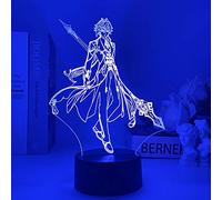 Lampada a forma di anime Genshin Impact Game Figure Zhongli 3D Led Night Lights Compleanno Gaming Room Lampada da tavolo Decorazione Colorata-Telecomando
