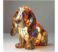 Lampada a forma di Corgi e Carlino, Serie Cani Luce Notturna Artistica, Lampada Tavolo Resina Macchiata, Animale Simpatiche Cani Lampade Comodino Tema Luci Artistiche, Per Decorazioni Camera Letto