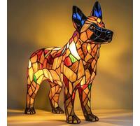 Lampada a forma di Corgi e Carlino, Serie Cani Luce Notturna Artistica, Lampada Tavolo Resina Macchiata, Animale Simpatiche Cani Lampade Comodino Tema Luci Artistiche, Per Decorazioni Camera Letto