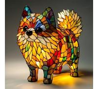 Lampada a forma di Corgi e Carlino, Serie Cani Luce Notturna Artistica, Lampada Tavolo Resina Macchiata, Animale Simpatiche Cani Lampade Comodino Tema Luci Artistiche, Per Decorazioni Camera Letto
