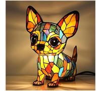 Lampada a forma di Corgi e Carlino, Serie Cani Luce Notturna Artistica, Lampada Tavolo Resina Macchiata, Animale Simpatiche Cani Lampade Comodino Tema Luci Artistiche, Per Decorazioni Camera Letto