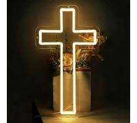 Lampada a forma di croce al neon, decorazione per la casa, crocifisso cattolico cristiano illuminato, decorazione da parete religiosa a LED, per proprietari di casa, appartamento, soggiorno, camera da