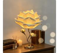 Lampada a Forma di Fiore Floreale Lampada da Tavolo con Boccioli Luce Calda
