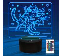Lampada a forma di gatto come idea regalo, luce notturna con illusione 3D, lampada da tavolo per com
