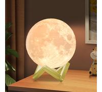Lampada a forma di luna in legno da 5,9 pollici - 128 colori vivaci, luce notturna con timer, controllo remoto touch, ricaricabile USB, regalo unico per , elegante supporto, lampada intelligente