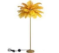 Lampada a Forma di Piuma, Lampada da Terra in Piuma di Struzzo per Soggiorno Lampada da Terra in Oro con Luce dimmerabile in Piuma Bianca Blu Rosa Adatta per Regalo alla Figlia (Gold)