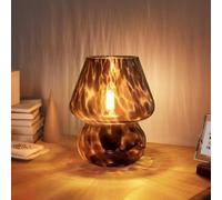 Lampada a Fungo Lampada da tavolo Vintage Vetro Lampada da comodino con Cavo Lampada da tavolo Dimmerabile con lampadina a 3 colori Lampada da tavolo Retrò Luce notturna a fungo Mini lampada a LED