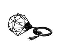 Lampada a gabbia piccolo cavo tessile LEKA nero interruttore a spina e presa E27