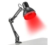 Lampada a infrarossi, 150 W, lampada a luce rossa con timer, radiatore di calore consigliato per alleviare il dolore, regolabile a 360° e pieghevole, E27, con protezione contro il surriscaldamento per