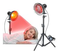 Lampada a Infrarossi da Terra, Rkdely 150W Lampada Infrarossi Riscaldante con Luce Rossa Terapia, Lampada Infrarossi Regolabile In Temperatura e Regolabili In Altezza con Timer