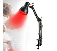 Lampada a infrarossi, lampada a infrarossi, 150 W, con supporto a 360°, lampada di calore per dolori muscolari/articolari, cura della pelle, E27, luce in ceramica, 220 V, colore nero