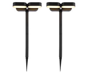 Lampada a innesto luce sentiero giardino luce esterna parete terra picchetto luce solare rilevatore di movimento batteria ricaricabile, nero opale, 1x LED, DxH 23x10,3x55 cm, set di 2