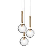 Lampada A Lampadario Miira 3 in Ottone e Ottica Trasparente