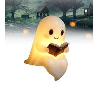 Lampada a LED 3D a forma di libro fantasma, luce notturna sorridente di Halloween con luce calda, graziosa decorazione per camera da letto e soggiorno