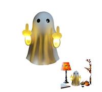 Lampada a LED a forma di fantasma a forma di fantasma di Halloween, luce notturna a forma di fantasma con dito medio, pezzo d'arte umoristica per scrivania, parete, casa, giardino, ufficio, regalo per