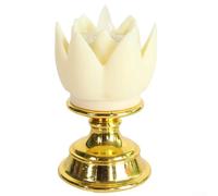 Lampada a LED a forma di loto con fondo dorato progettata per l'uso in ambienti spirituali e decorativi per migliorare l'atmosfera tranquilla della casa (color crema)