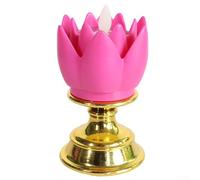 Lampada a LED a forma di loto, decorazione per la casa, fiore di plastica colorato con base dorata, luce notturna elettrica a forma di Buddha per camere da letto, soggiorni, studi di yoga (rosso rosa)