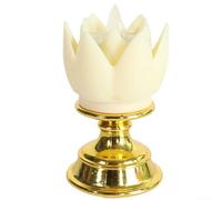 Lampada a LED a forma di loto, decorazione per la casa, fiore di plastica colorato con base dorata, luce notturna elettrica a forma di Buddha per camere da letto, soggiorni, studi di yoga (beige)