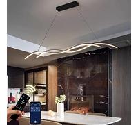 Lampada a LED a sospensione LED Tavolo da pranzo Design moderno dimmerabile Nero Luce a spirale a sospensione con telecomando Camera da letto Sala da pranzo Lampadario Altezza regolabile L120cm 36W