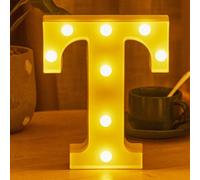 Lampada a LED con lettere 3D illuminate, luce notturna decorativa, per lampada natalizia, matrimonio, festa, compleanno (T)