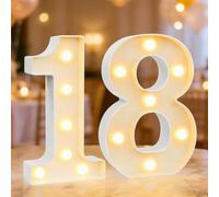 Lampada a LED con numeri, cifre illuminate 18, numeri luminosi a LED bianco caldo, luci con numeri illuminati, per decorazioni di buon compleanno, decorazioni per feste, decorazioni per matrimoni (18)