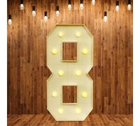Lampada a LED con numeri illuminati 0 1 2 3 4 5 6 7 8 9 - Luce bianca calda, 10 LED, decorazione di nozze per compleanni, feste, matrimoni, vacanze, casa e bar, grande, 100 cm (8)