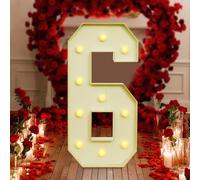 Lampada a LED con numeri illuminati 0 1 2 3 4 5 6 7 8 9 - Luce bianca calda, 10 LED, decorazione di nozze per compleanni, feste, matrimoni, vacanze, casa e bar, grande, 100 cm (6)