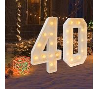Lampada a LED con numeri illuminati, cifre 0, 1, 2, 3, 4, 5, 6, 7, 8, 9, grande numero con lampadine, 100 cm, luci bianco caldo, luci decorative, decorazione a LED per feste di compleanno, feste