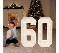 Lampada a LED con numeri illuminati, numero 0, 1, 2, 3, 4, 5, 6, 7, 8, 9, numero grande con lampadine, 100 cm, luce bianca calda, luci decorative, decorazione a LED per compleanni, feste, matrimoni