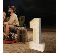 Lampada a LED con numeri illuminati, numero 0, 1, 2, 3, 4, 5, 6, 7, 8, 9, numero grande con lampadine, 100 cm, luce bianca calda, luci decorative, decorazione a LED per compleanni, feste, matrimoni (1