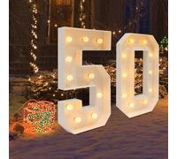 Lampada a LED con numeri illuminati, numero 0, 1, 2, 3, 4, 5, 6, 7, 8, 9, numero grande con lampadine, 100 cm, luce bianca calda, luci decorative, decorazione a LED per compleanni, feste, matrimoni