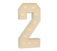 Lampada a LED con numero 3D, con numeri illuminati, luci calde, decorazione con numeri, luce notturna per matrimoni, compleanni, feste (forma: 2)