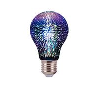 Lampada A Led E27 A60 Bulbo Filamento Effetto Speciale 3D In Vetro 3W 3000K SKU-