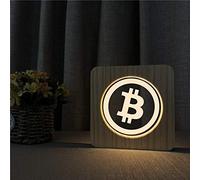 Lampada a LED in legno con logo Bitcoin, regalo perfetto per i fan del Krypto (BTC)