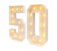 Lampada a LED numero 50, numeri 3D luminosi in KT Board 100 cm, bianco con luce calda, funzionamento a batteria, per feste di compleanno, anniversario, decorazione