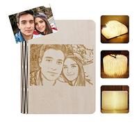 Lampada a LED pieghevole in legno con incisione, luce per libro personalizzata con luce bianca calda ricaricabile tramite USB, regalo perfetto per compleanno e Natale per figlia