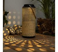Lampada A Led Solare In Bambù Per Esterni Giardino Appesa Da Tavolo Nera-Marrone