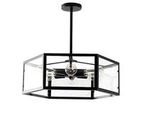Lampada a Luce Edison 6 fari E27 / E26Droplight American Retro Creative Restaurant Light Bar Cafe Lampadario Vento Industriale Scatola di Vetro Esagonale Lampada da soffitto Lampadario in Vetro