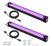 Lampada a luce nera ricaricabile, 2 pezzi, 5 W, tubo di luce nera UV, 31 cm, 395-405 nm, con interruttore e USB, per feste luminose, Halloween, decorazione per palcoscenico e pittura del corpo