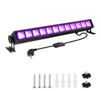 Lampada a luce nera UV da 36 W, 395 nm, tubo a luce nera con interruttore, tubo di luce UV per discoteca, feste luminose, accessori per feste, illuminazione palcoscenico, decorazione di Halloween