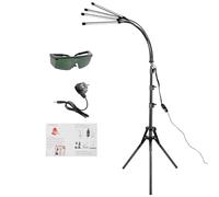 Lampada a luce rossa con supporto, dispositivo terapia a luce rossa con timer, 660 nm e 850 nm Red Light Therapy 4 teste, lampada a infrarossi, 5 modalità, dispositivo di terapia a LED dimmerabile per