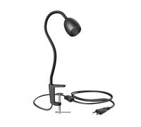 ledscom.de Lampada a pinza, collo d'oca KLUK, interruttore, nero opaco, 1x GU10 max. 60W